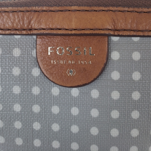 Y2K Fossil Rachel Coated Gray White with Black & White Polka Dots Tote!!! - Picture 3 of 16